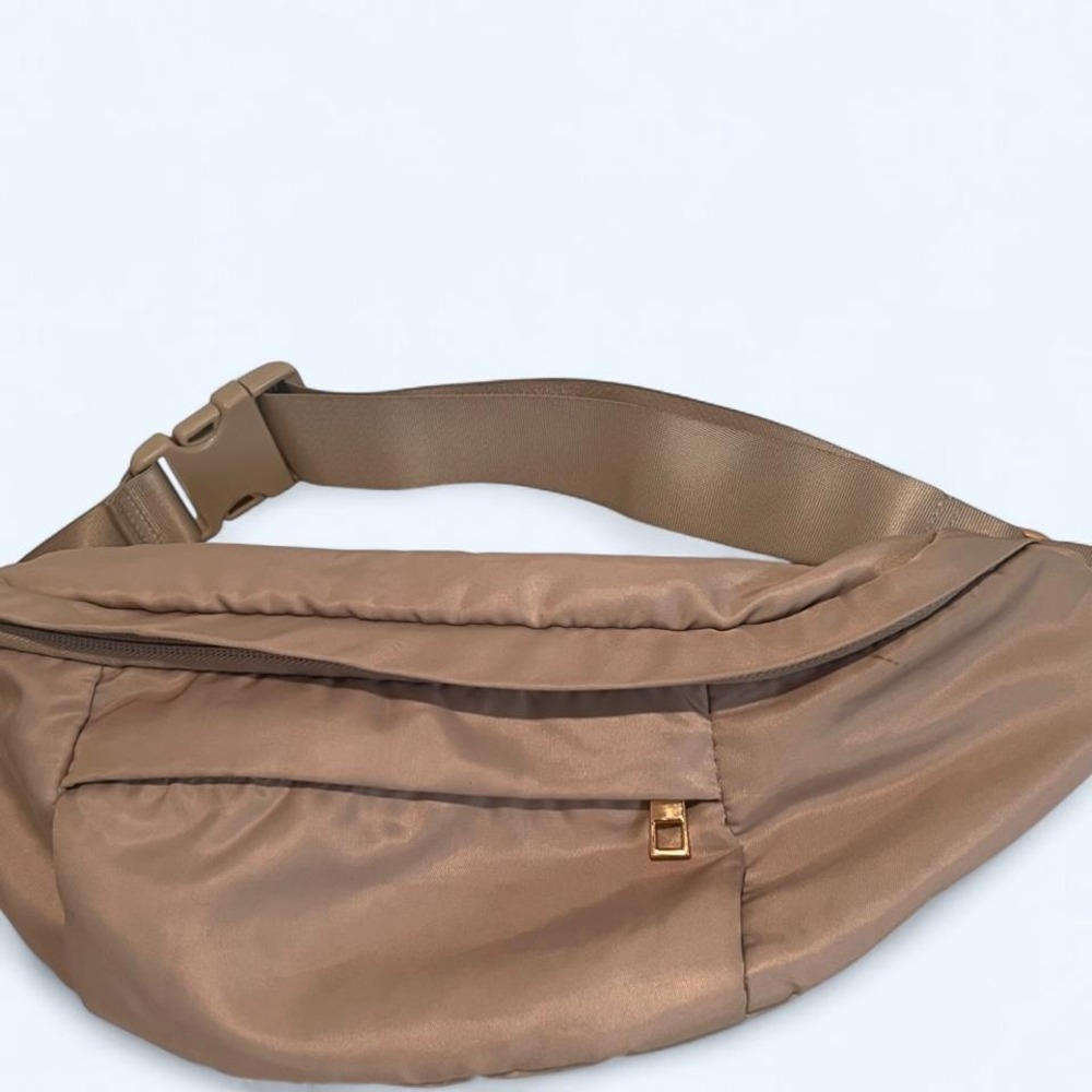 A New Day Taupe Nylon Belt Bag / Crossbody Fanny Pack Minimal Chic